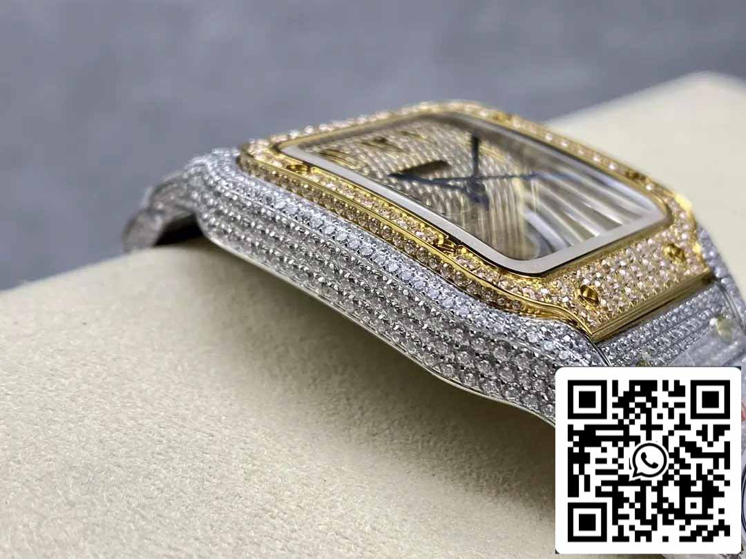 Santos De Cartier Diamond Numeric Dial Yellow Gold 1:1 Best Edition AMG Factory Swarovski Stone