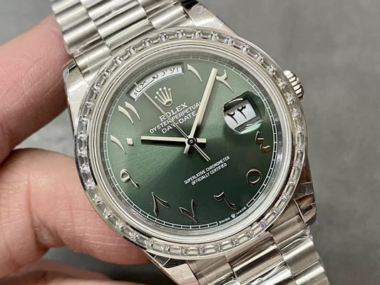 Rolex Day Date 40 M228236 Quadrante verde arabo 1:1 Best Edition GM Factory V3 Versione con contrappeso