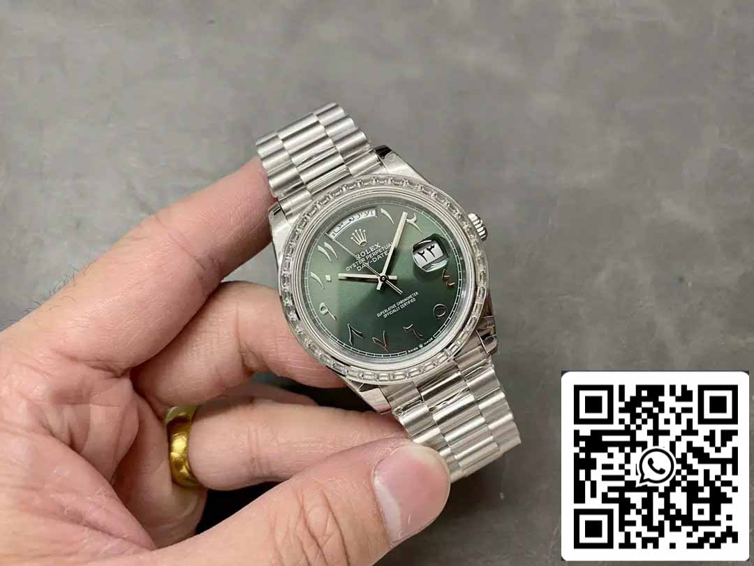 Rolex Day Date 40 M228236 Quadrante verde arabo 1:1 Best Edition GM Factory V3 Versione con contrappeso