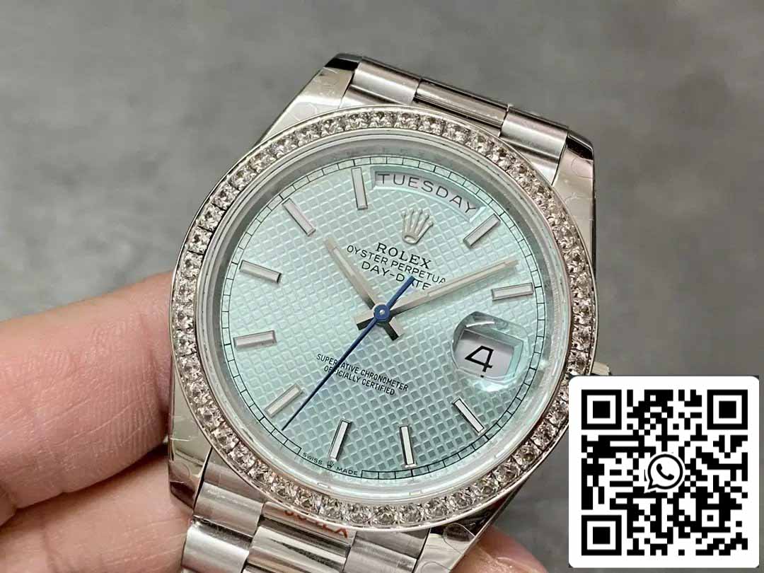 Rolex Day Date 40 m228396TBR-0001 Esfera de diamante azul 1:1 Mejor edición GM Factory V3 Versión con contrapeso