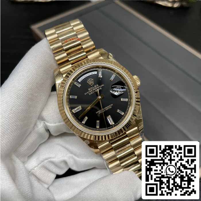 Rolex Day Date 40 M228238 -0004 Esfera de diamante negro 1:1 Mejor edición GM Factory V3 Versión de contrapeso