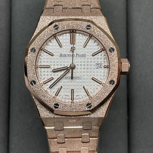 Audemars Piguet 15454OR.GG.1259OR.01 Frost Gold 1:1 migliore edizione APS Factory Quadrante bianco Oro rosa