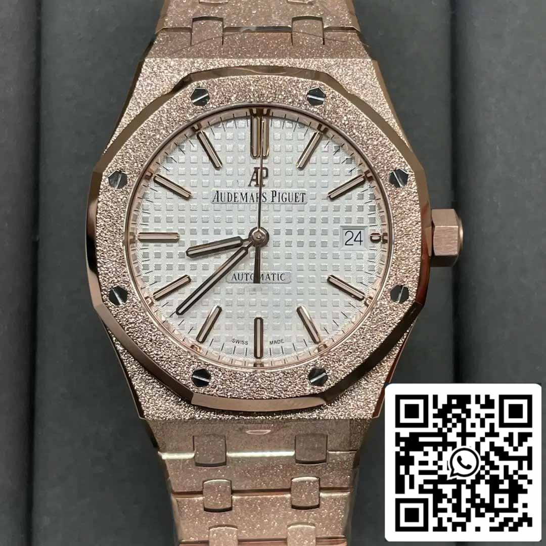 Audemars Piguet 15454OR.GG.1259OR.01 Frost Gold 1:1 migliore edizione APS Factory Quadrante bianco Oro rosa