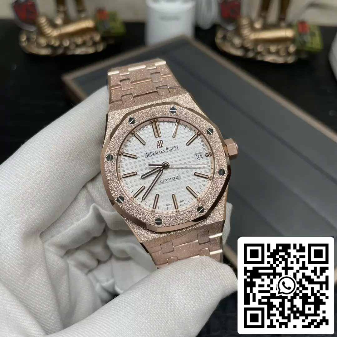 Audemars Piguet 15454OR.GG.1259OR.01 Frost Gold 1:1 migliore edizione APS Factory Quadrante bianco Oro rosa