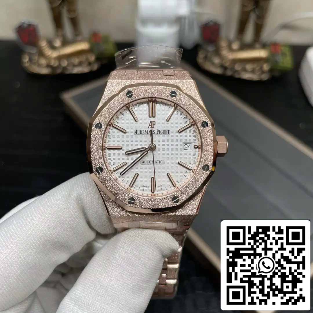 Audemars Piguet 15454OR.GG.1259OR.01 Frost Gold 1:1 migliore edizione APS Factory Quadrante bianco Oro rosa