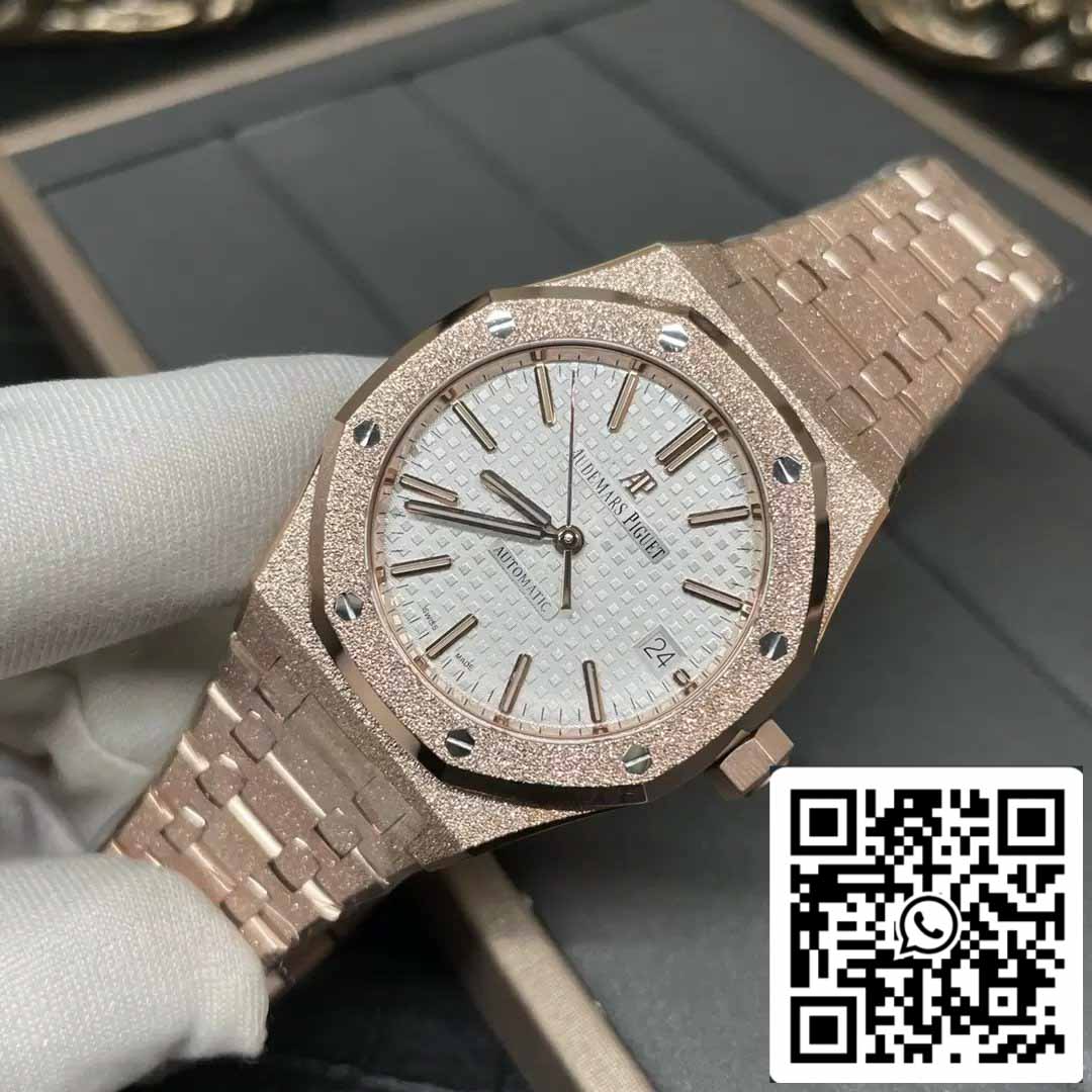 Audemars Piguet 15454OR.GG.1259OR.01 Frost Gold 1:1 migliore edizione APS Factory Quadrante bianco Oro rosa