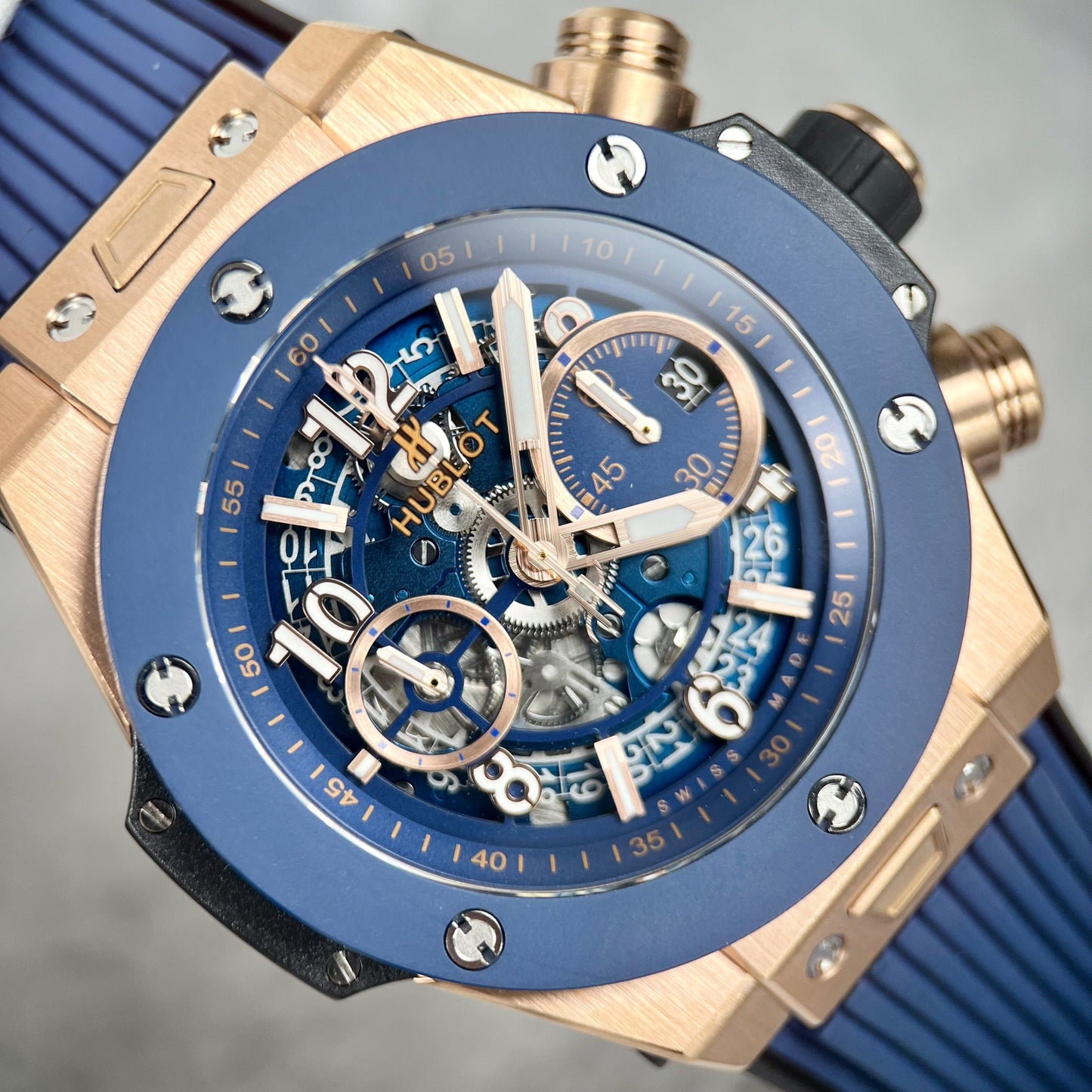 Hublot Big Bang Unico 421.OL.5180.RX 44mm 1:1 Migliore edizione BBF Cinturino blu di fabbrica 