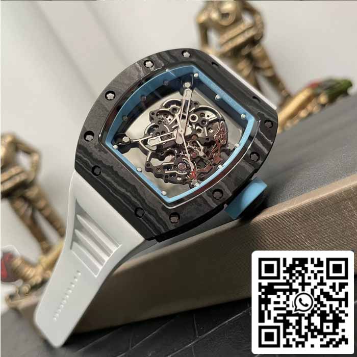 RICHARD MILLE  RM055 NTPT Carbon Fiber 1:1 Best Edition BBR Factory [V3] White Rubber Strap