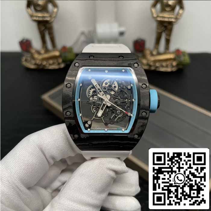 RICHARD MILLE  RM055 NTPT Carbon Fiber 1:1 Best Edition BBR Factory [V3] White Rubber Strap