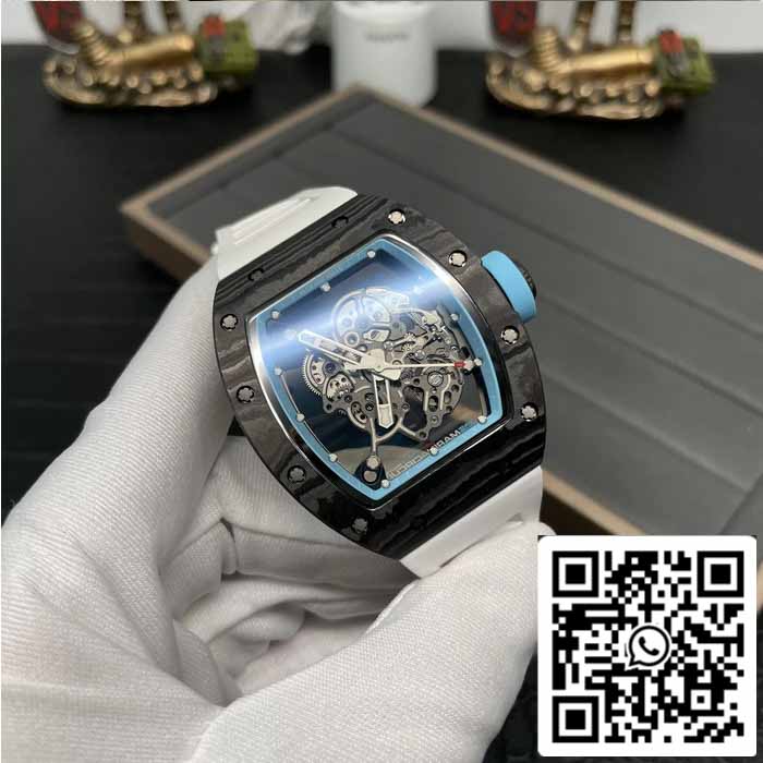 RICHARD MILLE  RM055 NTPT Carbon Fiber 1:1 Best Edition BBR Factory [V3] White Rubber Strap