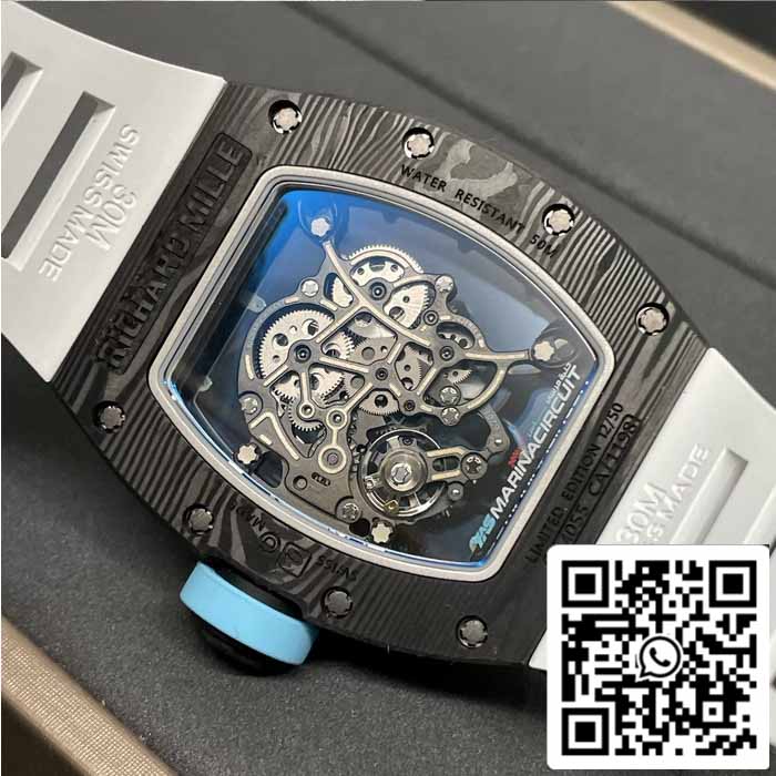 RICHARD MILLE  RM055 NTPT Carbon Fiber 1:1 Best Edition BBR Factory [V3] White Rubber Strap