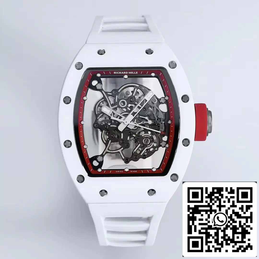 RICHARD MILLE RM055 Cassa in ceramica 1:1 Best Edition BBR Factory [V3] Cinturino in caucciù bianco 