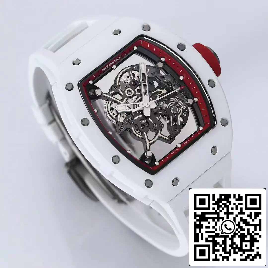 RICHARD MILLE RM055 Caja de cerámica 1:1 Best Edition BBR Factory [V3] Correa de Caucho Blanca 