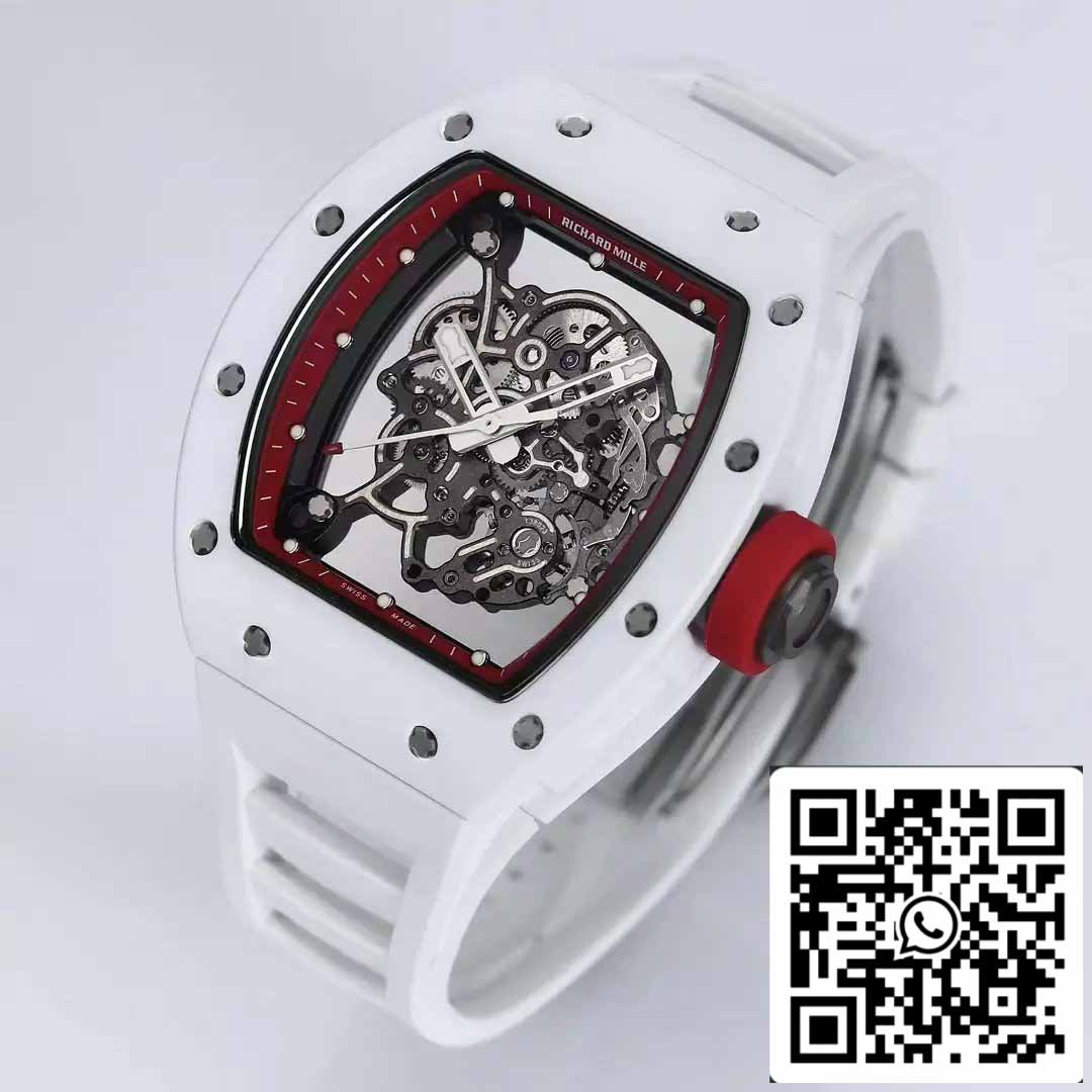 RICHARD MILLE  RM055 Ceramic case 1:1 Best Edition BBR Factory [V3] White Rubber Strap