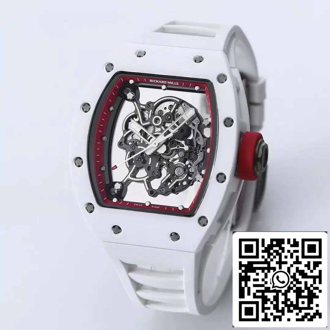 RICHARD MILLE  RM055 Ceramic case 1:1 Best Edition BBR Factory [V3] White Rubber Strap