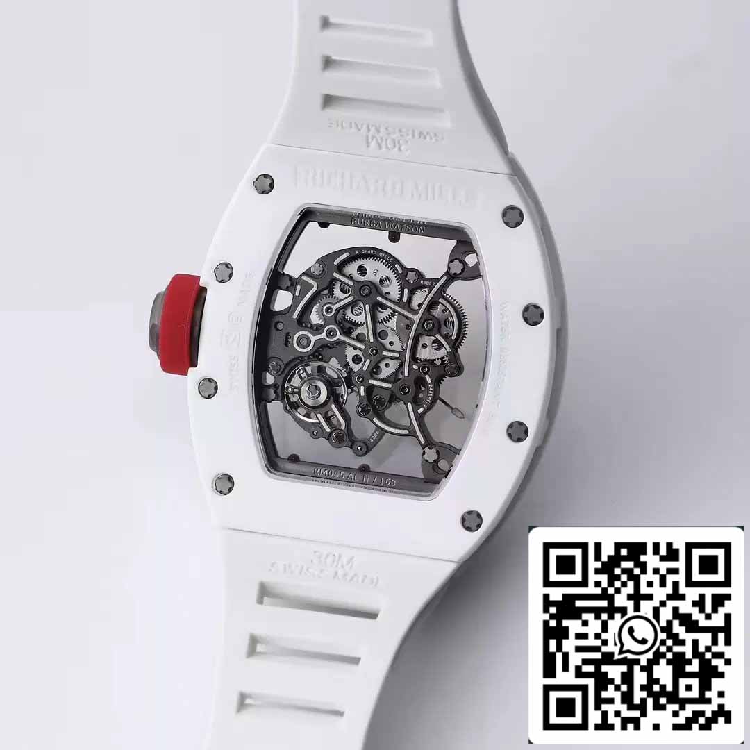 RICHARD MILLE RM055 Cassa in ceramica 1:1 Best Edition BBR Factory [V3] Cinturino in caucciù bianco 