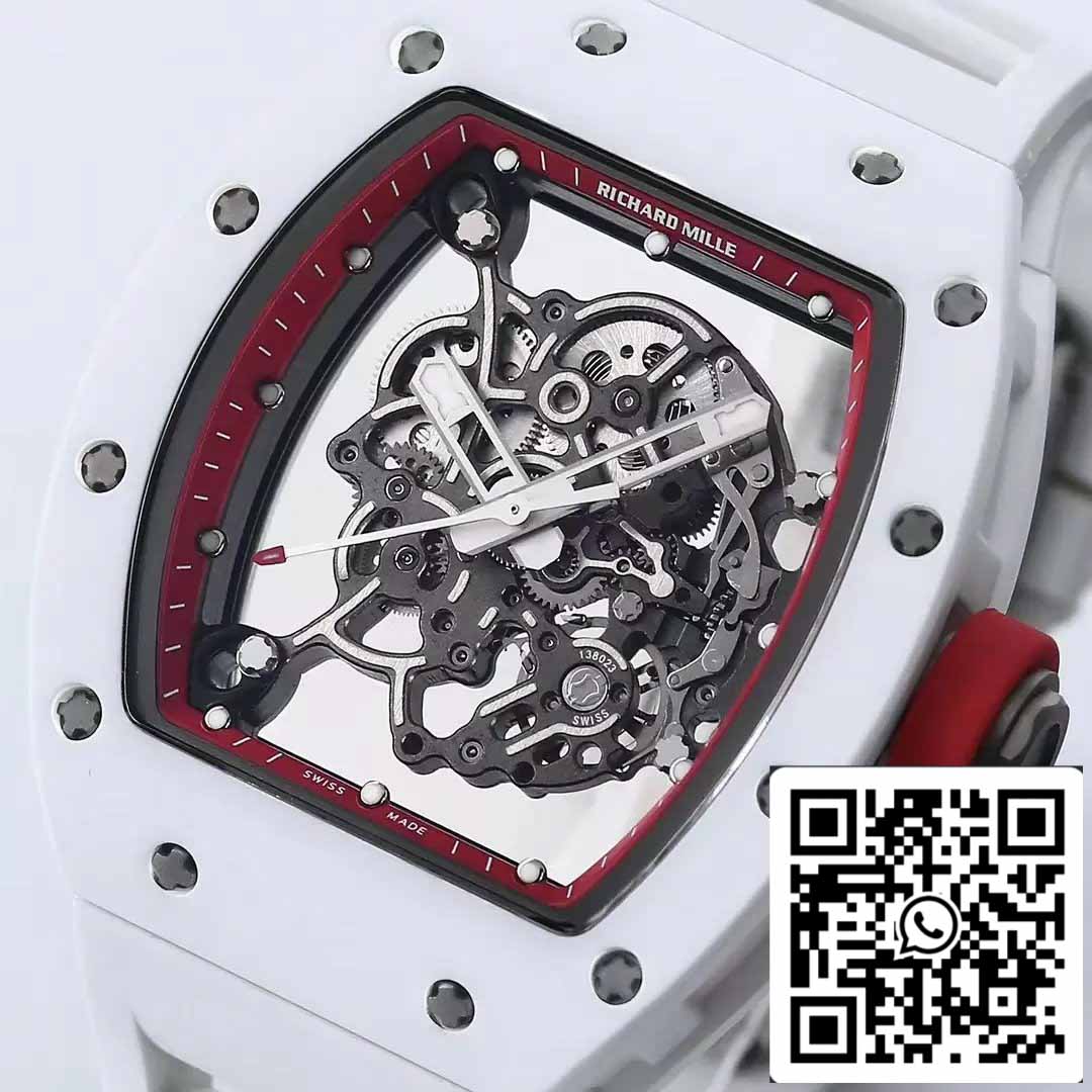 RICHARD MILLE  RM055 Ceramic case 1:1 Best Edition BBR Factory [V3] White Rubber Strap