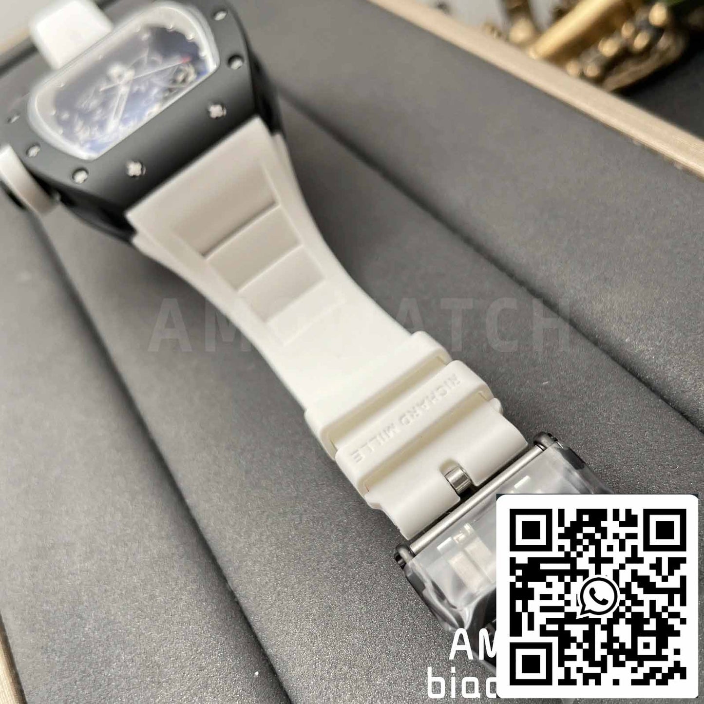 BBR Factory [V3] RICHARD MILLE  RM055 RM-055 Black Ceramic Case White Rubber Strap