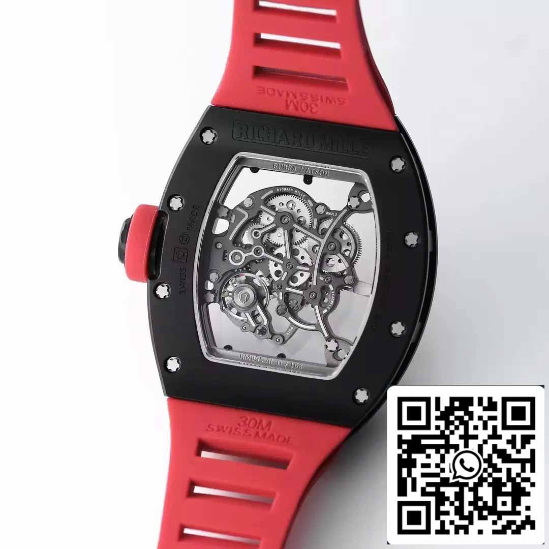 BBR Factory [V3] RICHARD MILLE  RM055 RM-055 Black Ceramic Case Red Rubber Strap