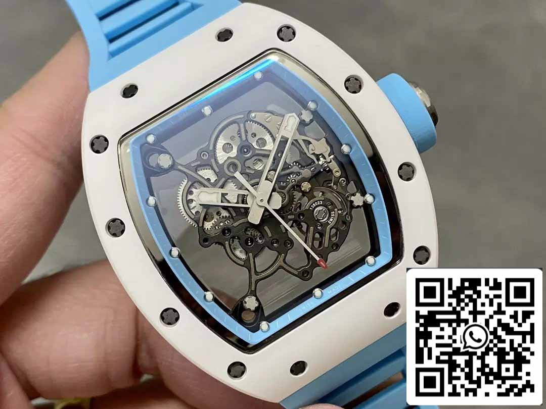 RICHARD MILLE RM055 Caja de cerámica 1:1 Best Edition BBR Factory [V3] Correa de caucho azul 