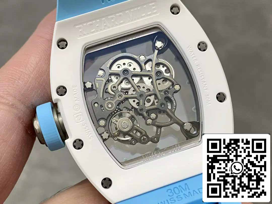 RICHARD MILLE  RM055 Ceramic case 1:1 Best Edition BBR Factory [V3] Blue Rubber Strap