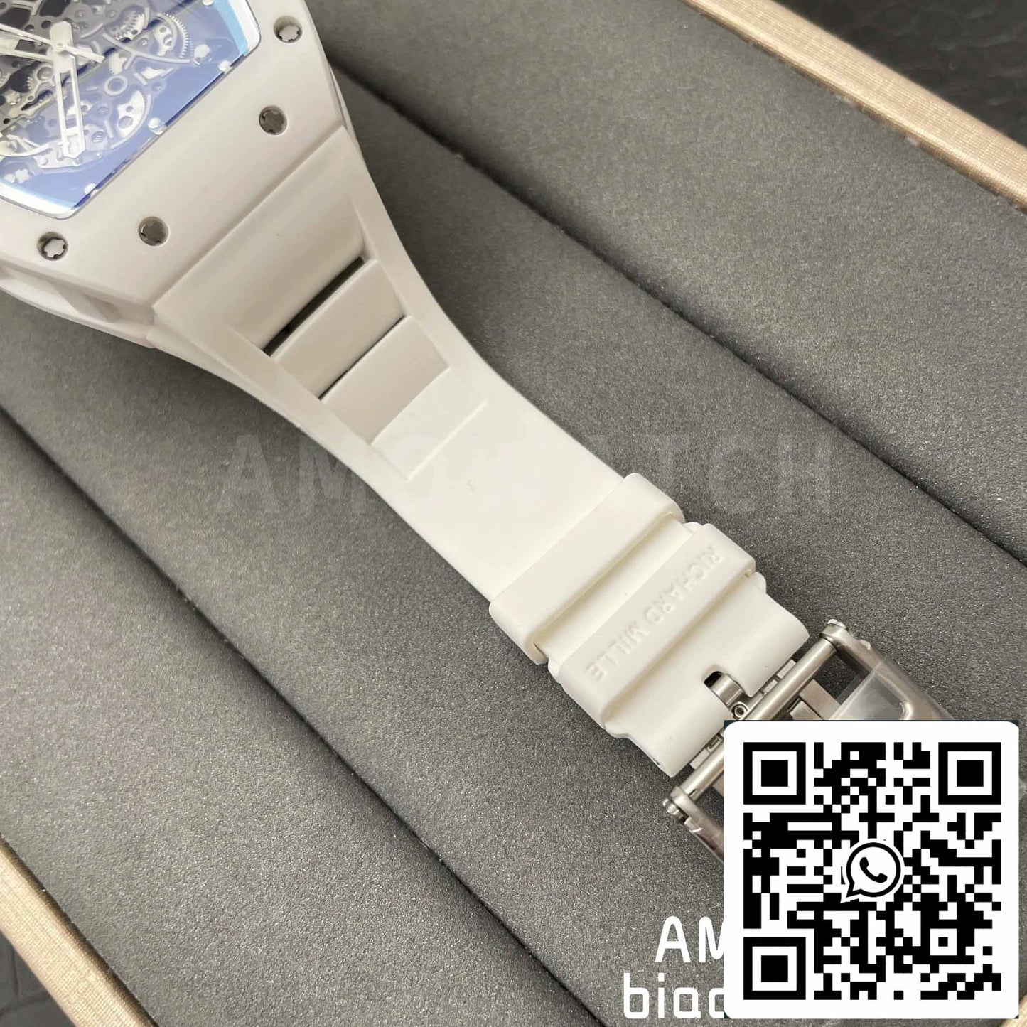 RICHARD MILLE  RM055 White Ceramic case 1:1 Best Edition BBR Factory [V3] White Rubber Strap