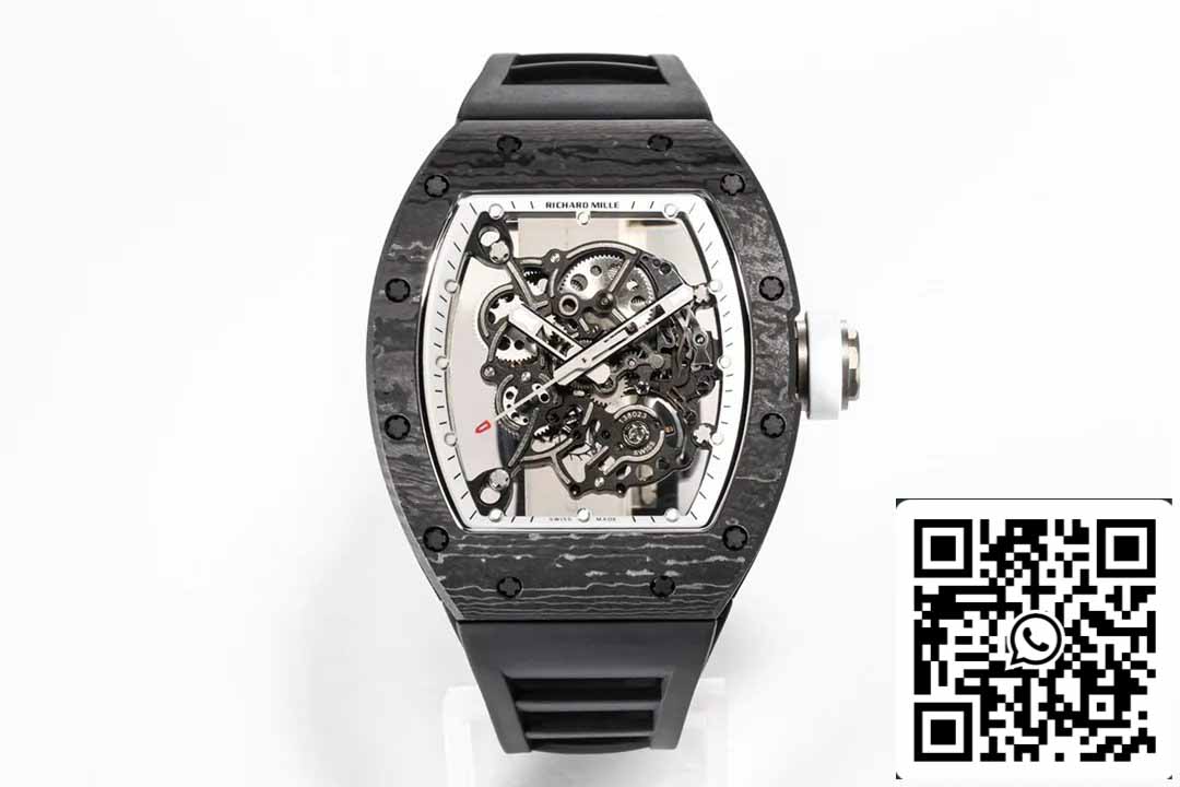 BBR Factory [V3] RICHARD MILLE RM055 RM-055 NTPT Custodia in fibra di carbonio cinturino in caucciù 