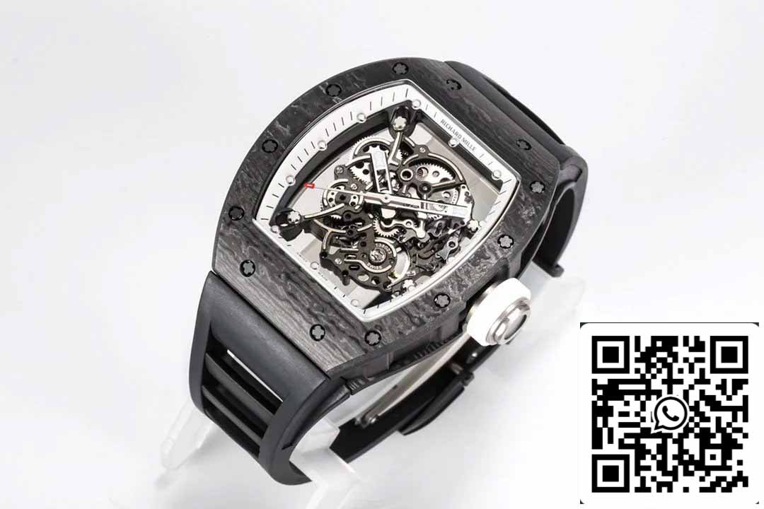 BBR Factory [V3] RICHARD MILLE RM055 RM-055 NTPT Caja de fibra de carbono Correa de caucho 