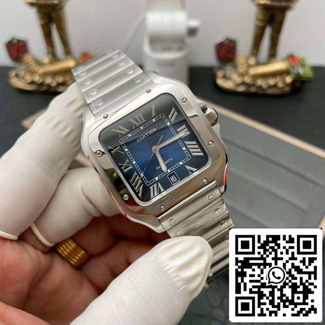 Cartier De Santos WSSA0013 2018 BV Factory 1:1 Best Edition Blue Dial Swiss ETA 9015 Stainless Steel Smartlinks Bracelet Blue Dial