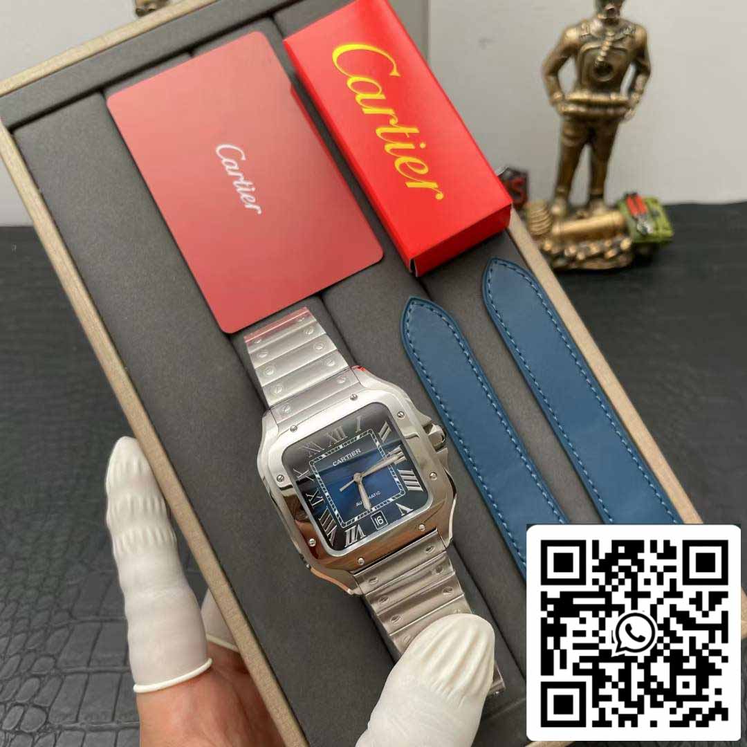 Cartier De Santos WSSA0013 2018 BV Factory 1:1 Best Edition Blue Dial Swiss ETA 9015 Stainless Steel Smartlinks Bracelet Blue Dial