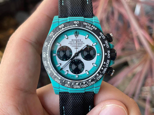 Serie Rolex Cosmograph Daytona con caja de fibra de carbono azul【Movimiento 4130 Versión modificada DIW】