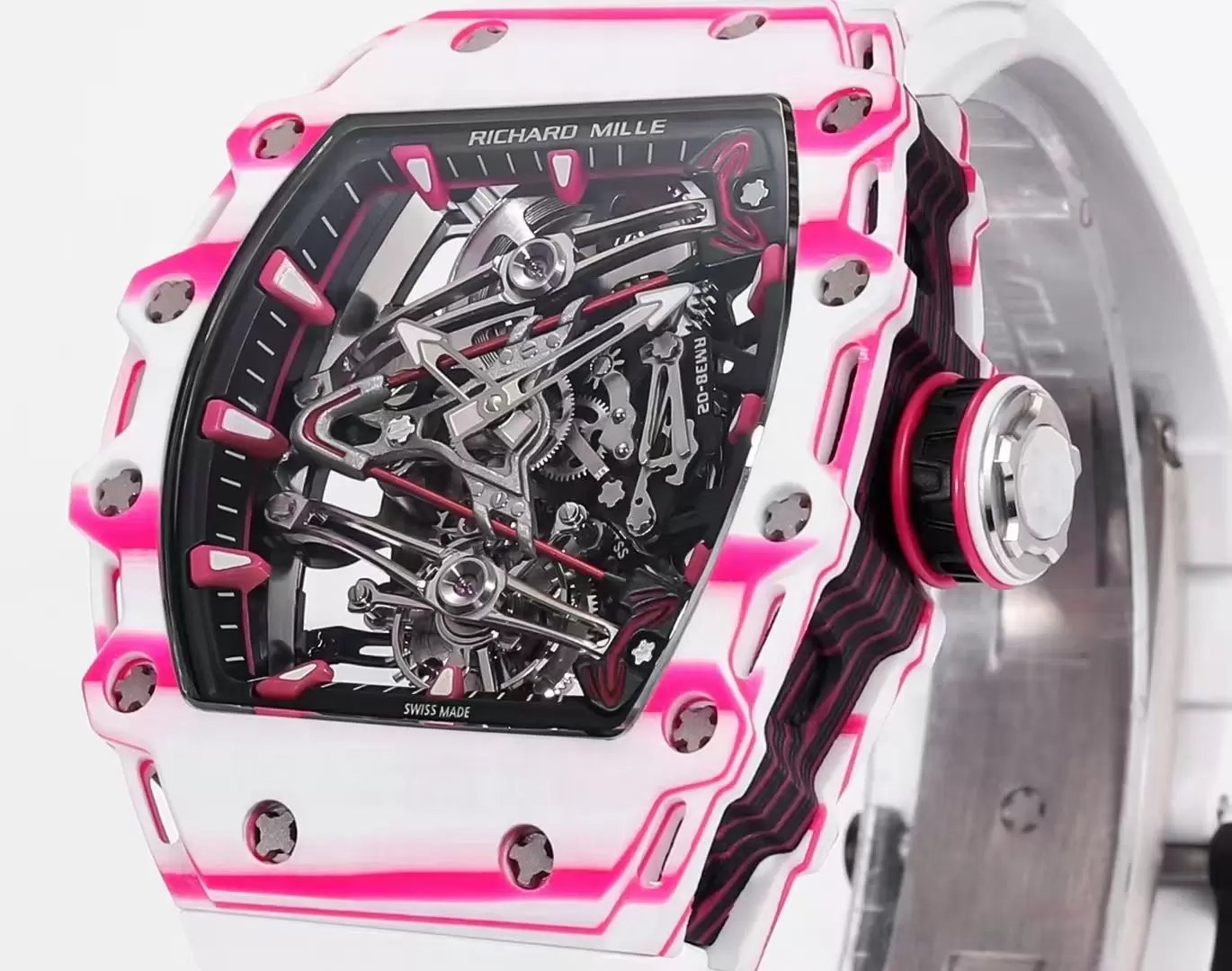 Richard Mille Bubba Watson Tourbillon RM38-02 1:1 Mejor Edición Correa de Caucho Blanca