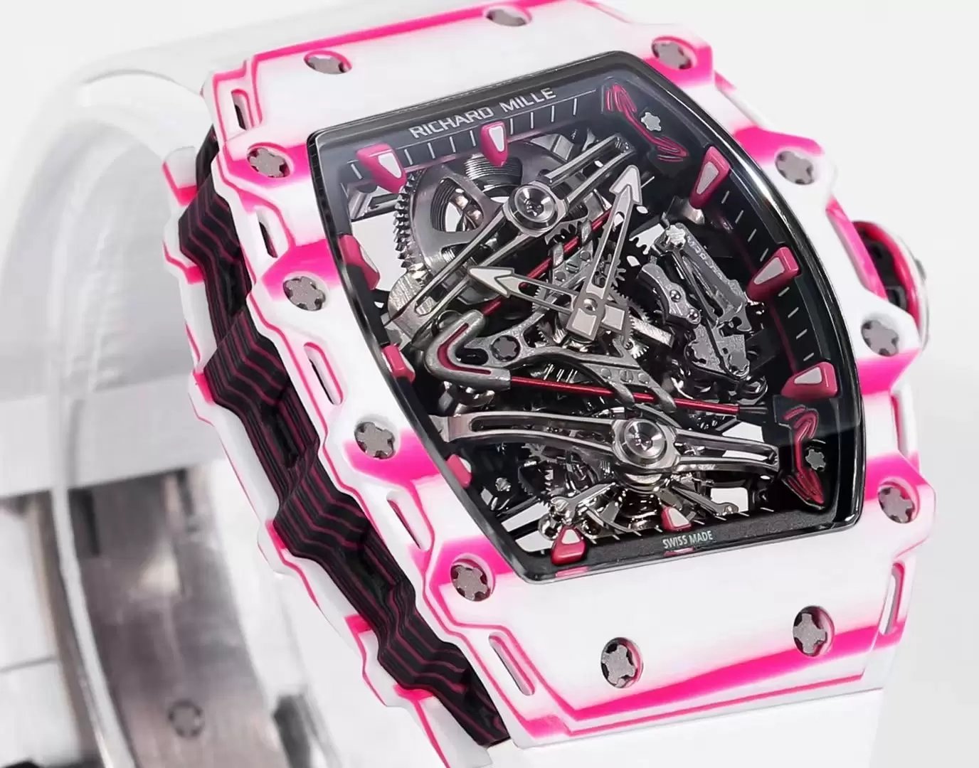 Richard Mille Bubba Watson Tourbillon RM38-02 1:1 Mejor Edición Correa de Caucho Blanca