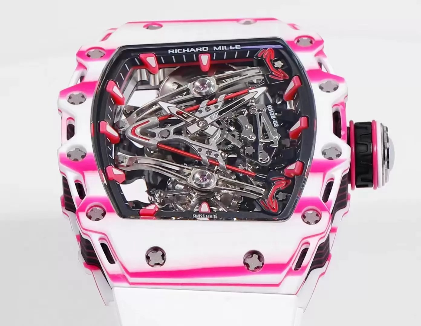 Richard Mille Bubba Watson Tourbillon RM38-02 1:1 Mejor Edición Correa de Caucho Blanca