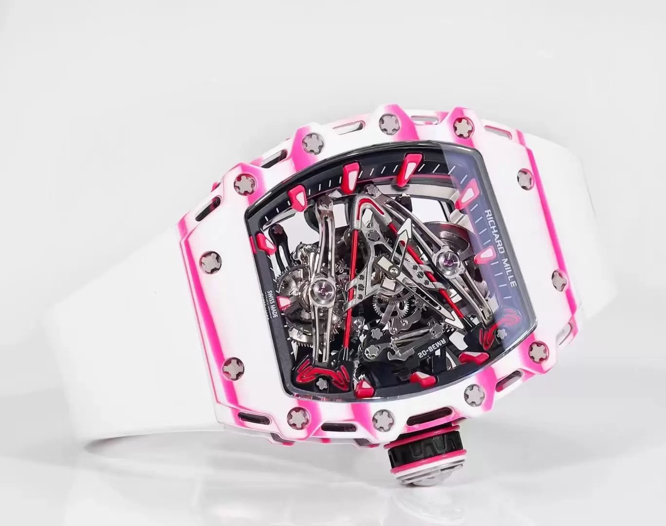 Richard Mille Bubba Watson Tourbillon RM38-02 1:1 Mejor Edición Correa de Caucho Blanca