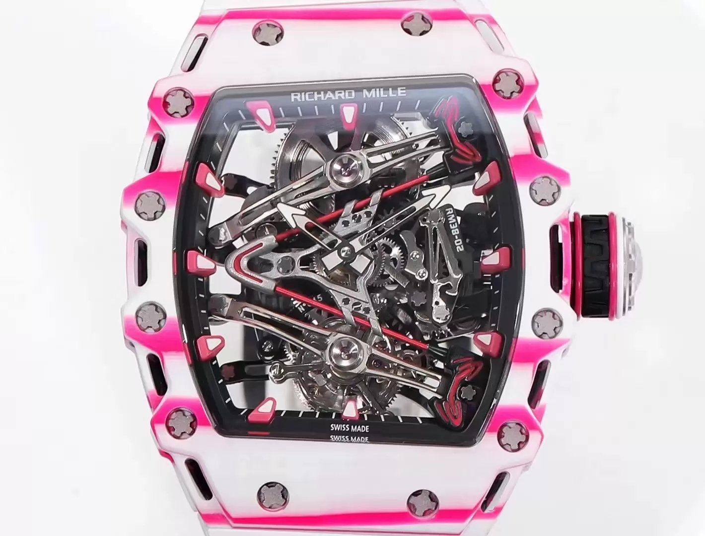 Richard Mille Bubba Watson Tourbillon RM38-02 1:1 Mejor Edición Correa de Caucho Blanca