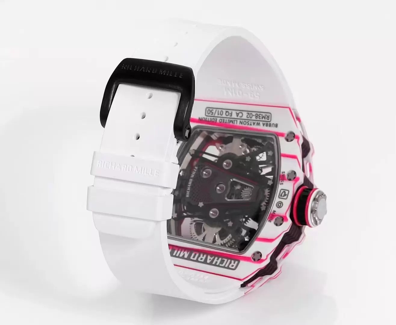 Richard Mille Bubba Watson Tourbillon RM38-02 1:1 Mejor Edición Correa de Caucho Blanca