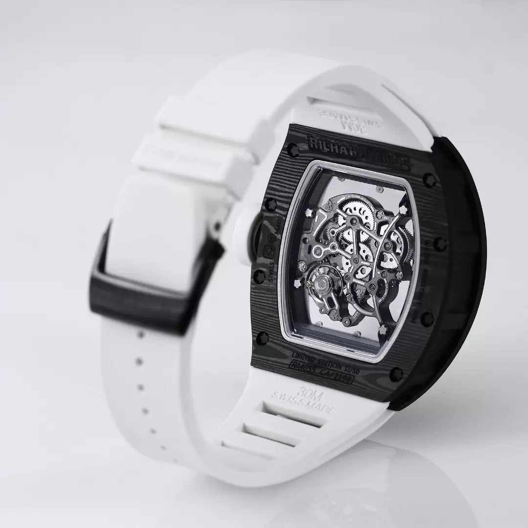 RICHARD MILLE RM055 Rediseñado original 1:1 Best Edition BBR Factory 2024 Bisel blanco Correa negra 