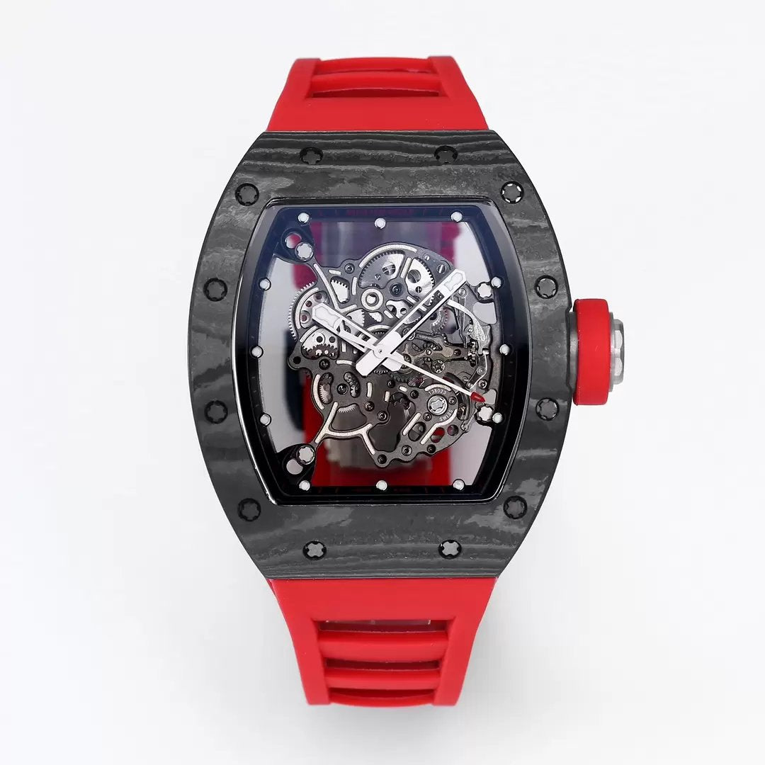 RICHARD MILLE RM055 Riprogettato originale 1:1 Best Edition BBR Factory 2024 Cinturino nero con castone rosso 