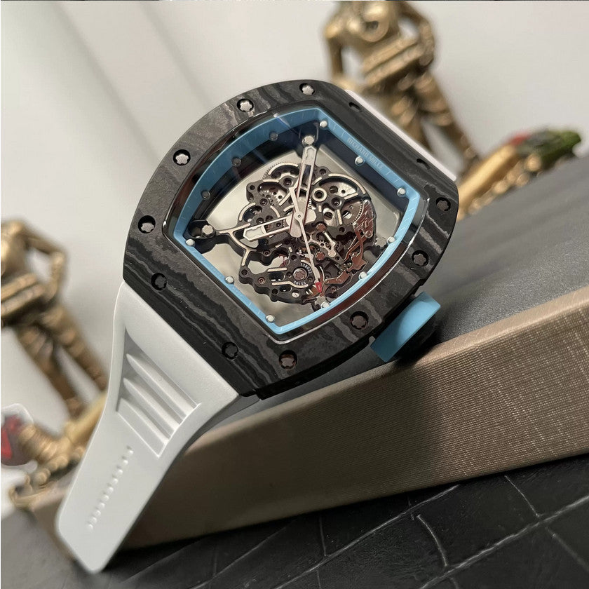 RICHARD MILLE RM055 Rediseñado original 1:1 Mejor edición BBR Factory 2024 Correa azul blanca 