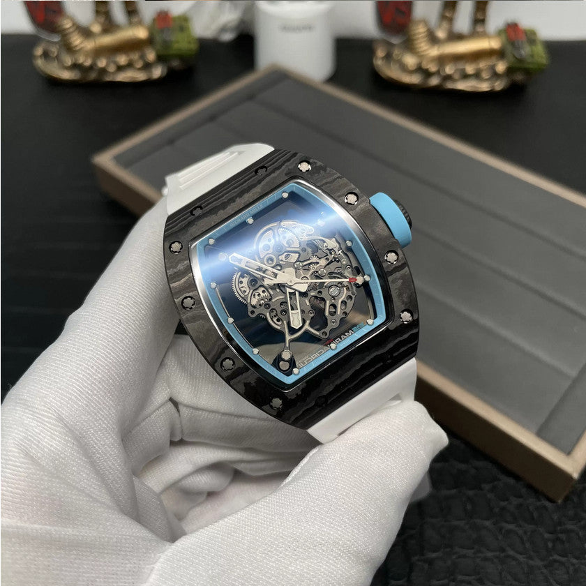 RICHARD MILLE RM055 Rediseñado original 1:1 Mejor edición BBR Factory 2024 Correa azul blanca 