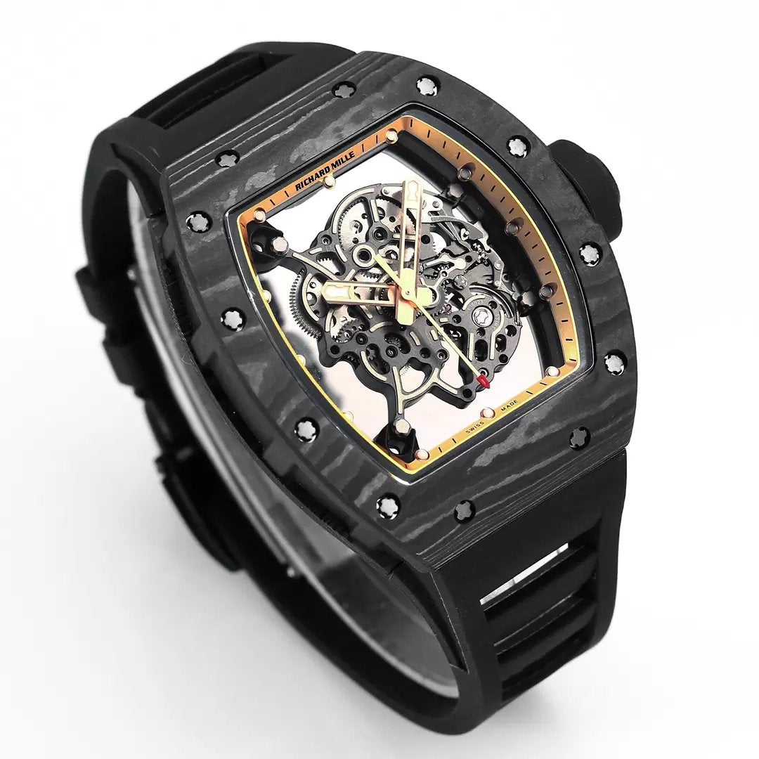 RICHARD MILLE RM055 Rediseñado original 1:1 Mejor Edición BBR Factory 2024 Correa Dorada Negra 