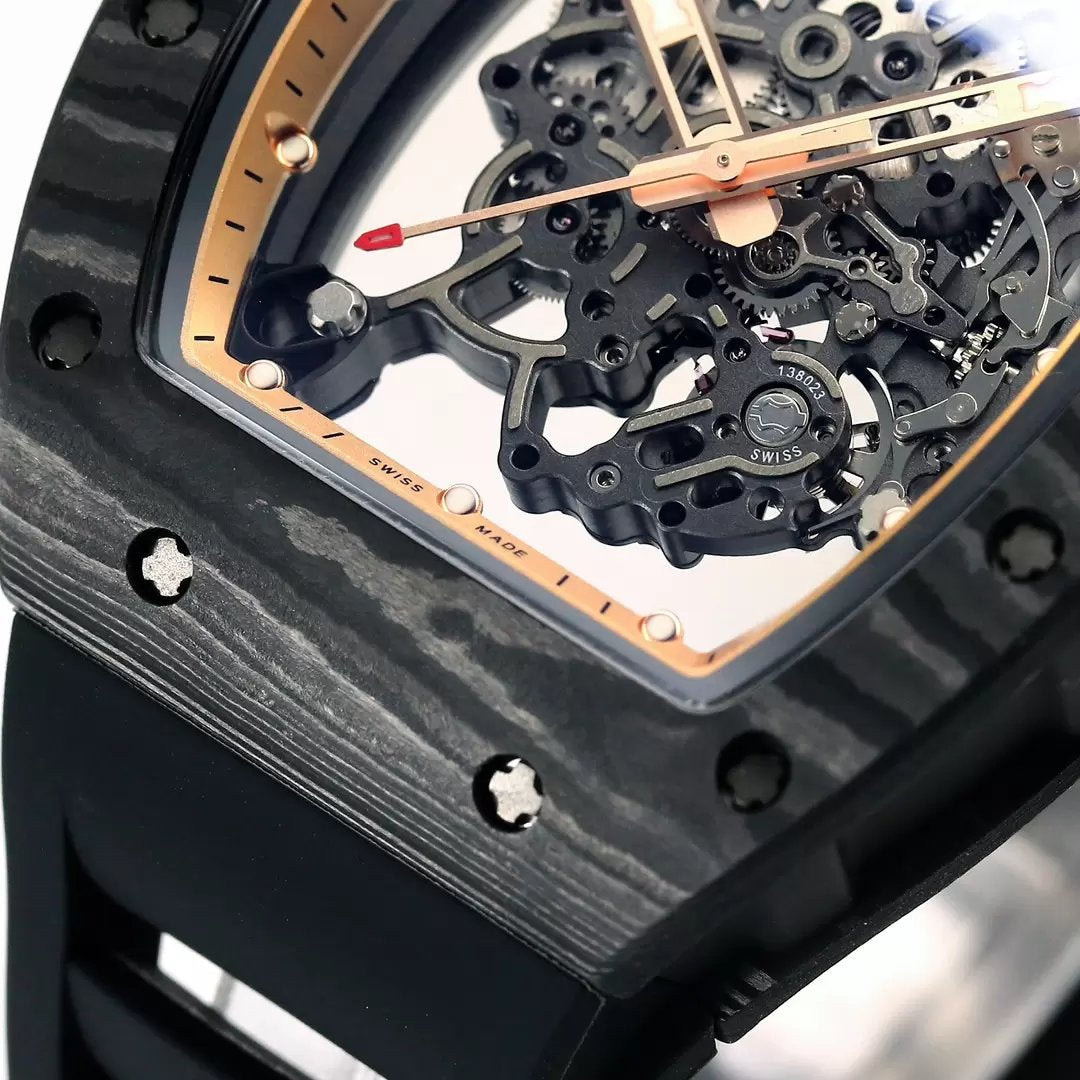 RICHARD MILLE RM055 Rediseñado original 1:1 Mejor Edición BBR Factory 2024 Correa Dorada Negra 