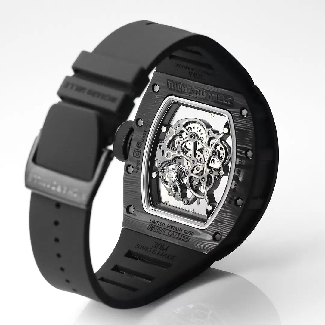 RICHARD MILLE RM055 Rediseñado original 1:1 Mejor Edición BBR Factory 2024 Correa Dorada Negra 