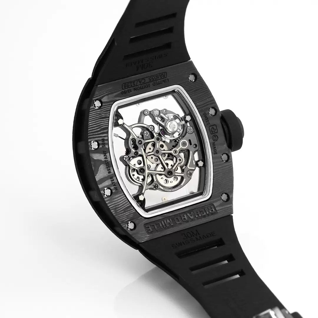 RICHARD MILLE RM055 Rediseñado original 1:1 Mejor Edición BBR Factory 2024 Correa Dorada Negra 