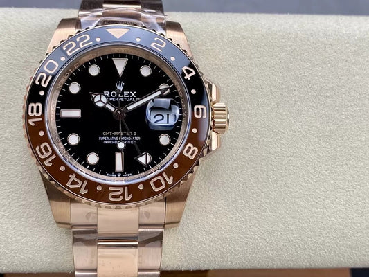 Rolex GMT Master II 126715CHNR-0001 1:1 Mejor Edición C+ Factory Oro Rosa