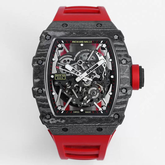 Richard Mille RM035-02 1:1 Best Edition BBR Factory Caja de carbono NTPT Correa roja 