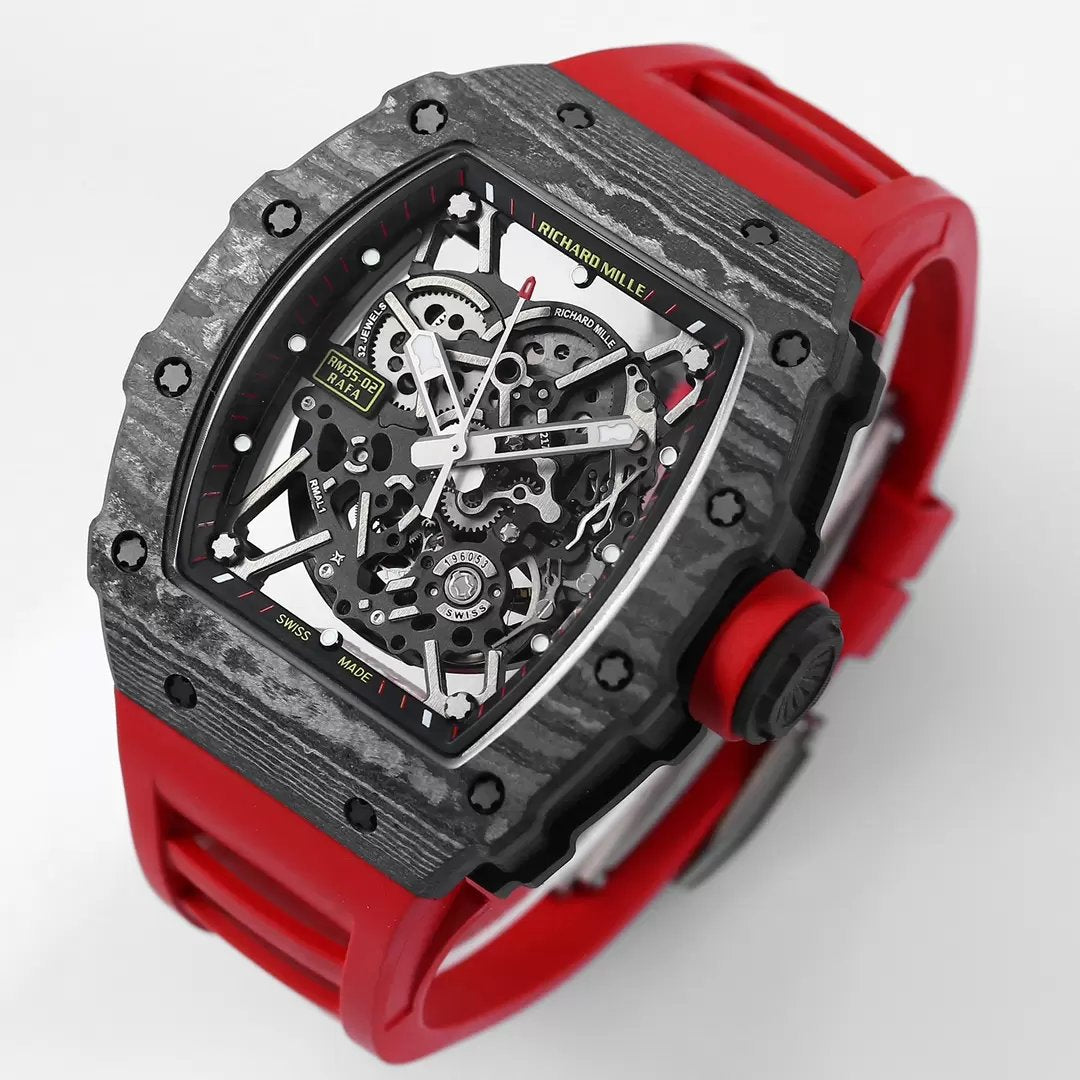 Richard Mille RM035-02 1:1 Best Edition BBR Factory NTPT Cassa in carbonio Cinturino rosso 