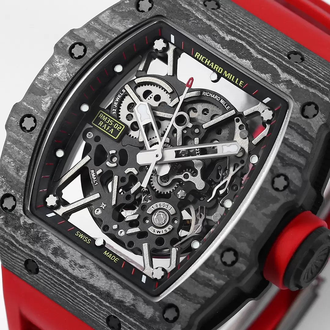 Richard Mille RM035-02 1:1 Best Edition BBR Factory NTPT Carbon Case Red Strap