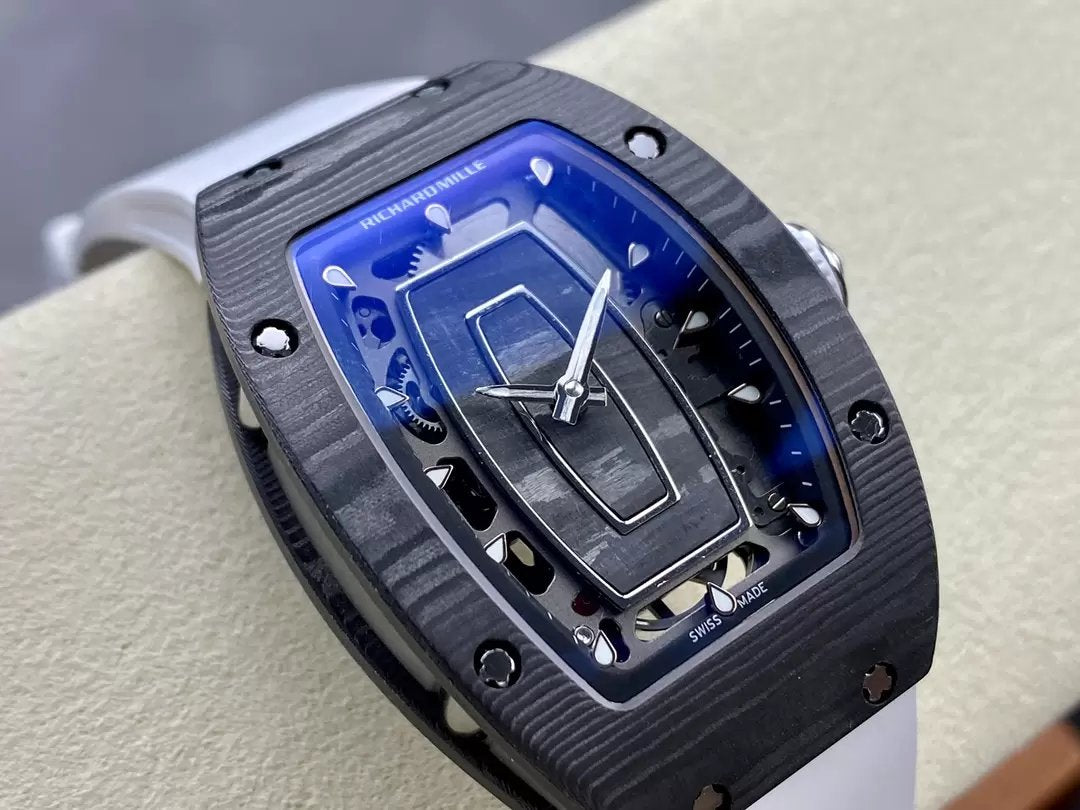 Richard Mille RM 07 RM007 Carbon NTPT Case 1:1 Best Edition G+ Factory Cinturino Bianco